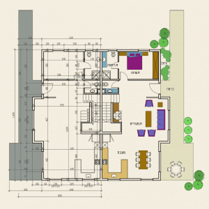 תוכנית שיפוץ לבית דירות בקיבוץ – חלופה 1 קומת קרקע