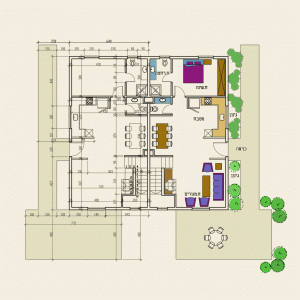 תוכנית שיפוץ לבית דירות בקיבוץ – חלופה 2 קומת קרקע